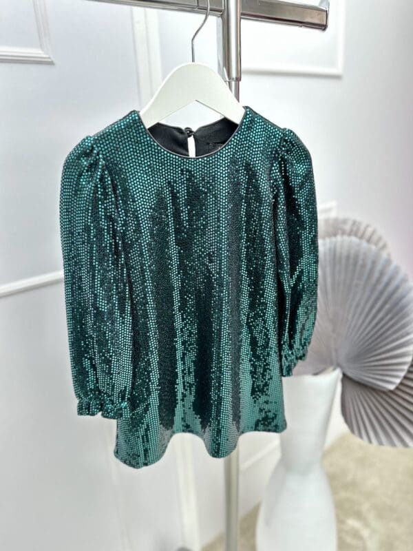 Vaikiška blizganti suknelė - smaragdinė