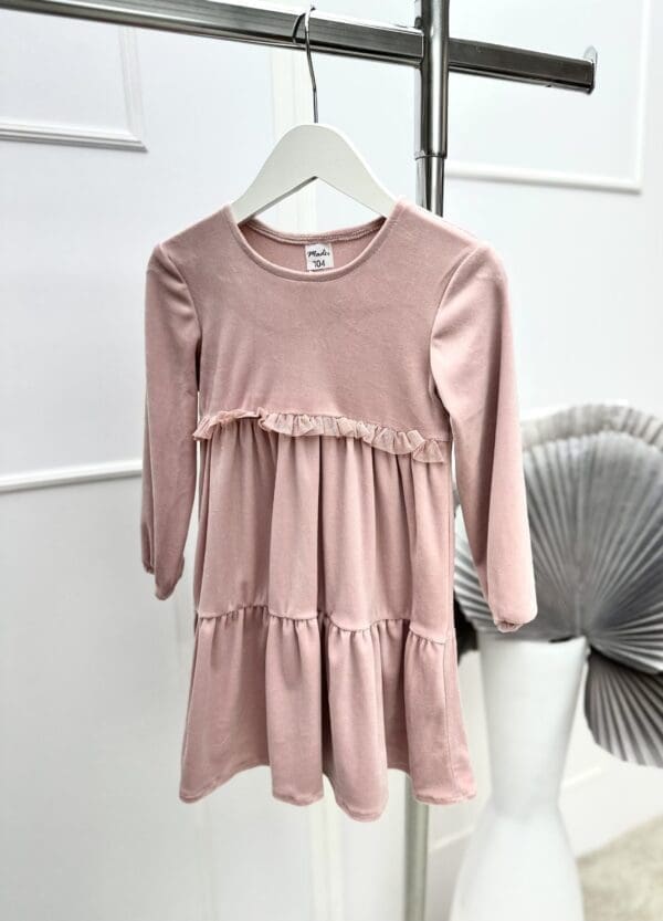 Vaikiška trikotažinė suknelė - pelenų rožė