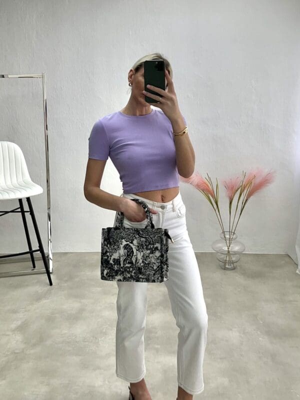 Marškinėliai Crop Top trumpomis rankovemis