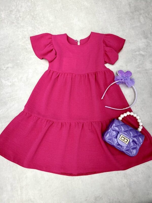 Vaikiška ciklameno spalvos suknelė