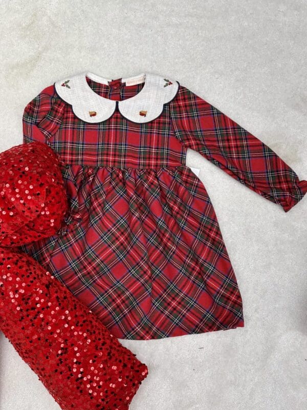 Šventinė languota suknelė su kalnieriukais