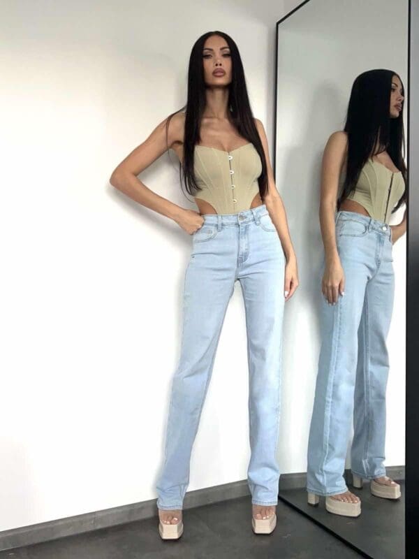 Džinsai Mid Waist Straight Extra Tall Fit