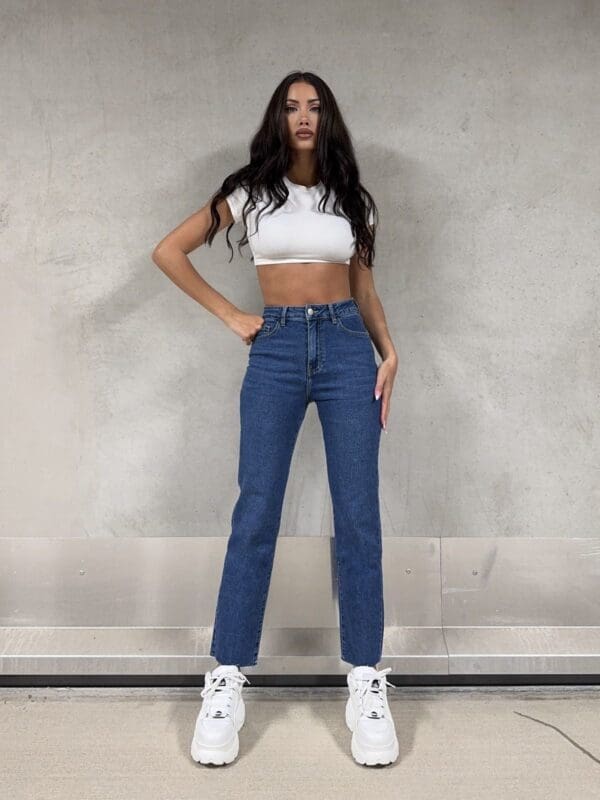 Džinsai Mom Fit Long