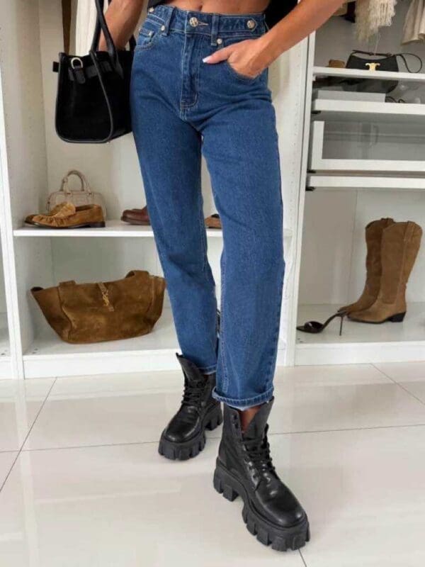 Džinsai MOM FIT High Waist Fit