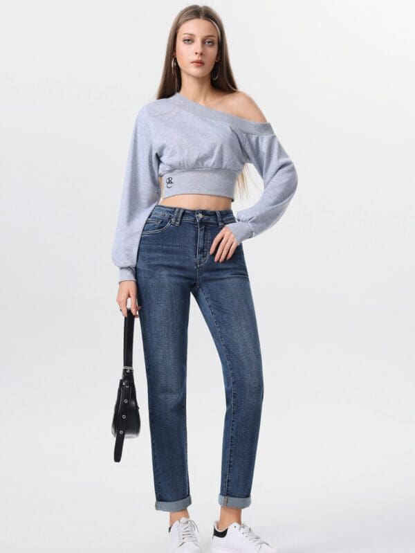 Džinsai MOM FIT High Waist Fit